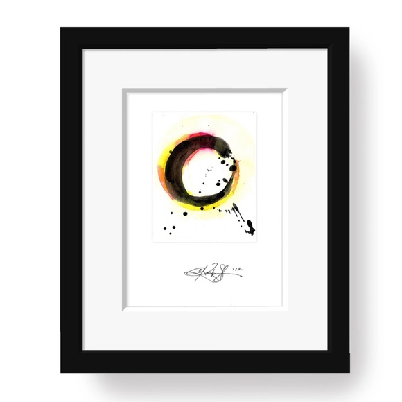 Enso Painting, Zen Circle art, yellow, Original Contemporary Modern Spiritual - Picture 2 of 4